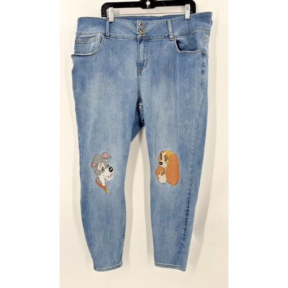 Disney Lady & Tramp Embroidered Straight Leg Jeans Hot Topic Size 22 41" X 28" - Picture 7 of 14